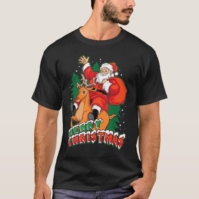 Camiseta Papais noeis de Natal Rendeer Gift Piada de Natal (Frente)