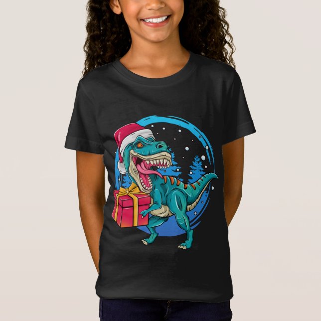 Camiseta Papais noeis de Natal Saurus Rex (Frente)