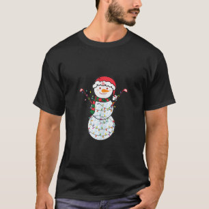 Camiseta Papais noeis de Natal Snowman Golf Ball Hat Light 