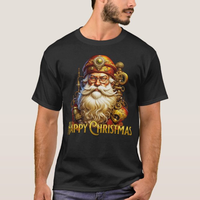 Camiseta Papais noeis de Natal Steampunk (Frente)