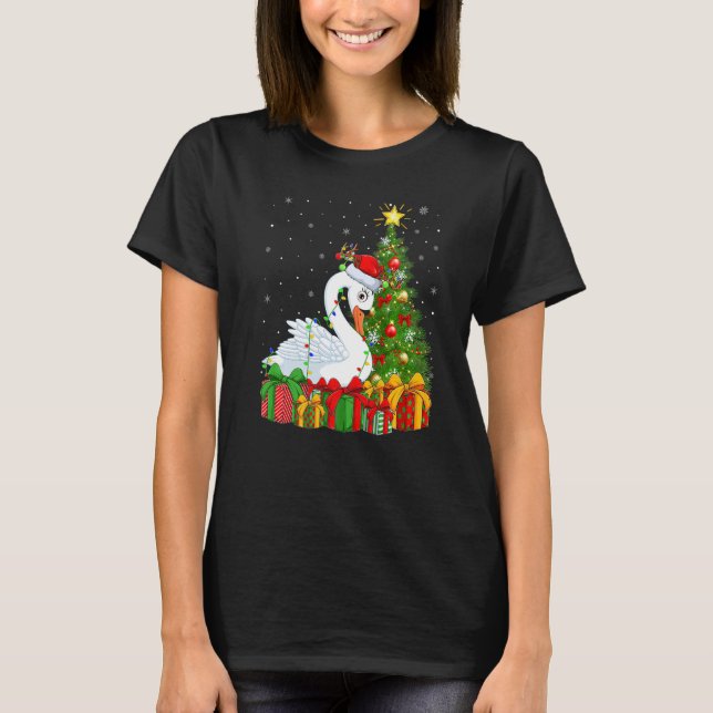 Camiseta Papais noeis de Natal Swan Bird Xmas Swan Árvore d (Frente)