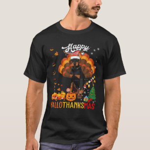 Camiseta Papais noeis de Natal Turquia Pumpkin Doberman