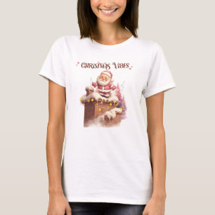 Camiseta Papais noeis de Natal Vibes Rosa