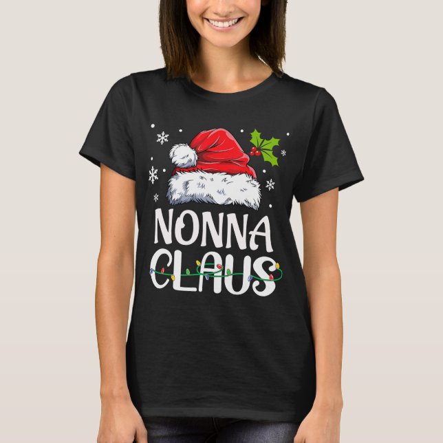 Camiseta Papais noeis de Nonna Claus Engraçados Jogos de Na (Frente)
