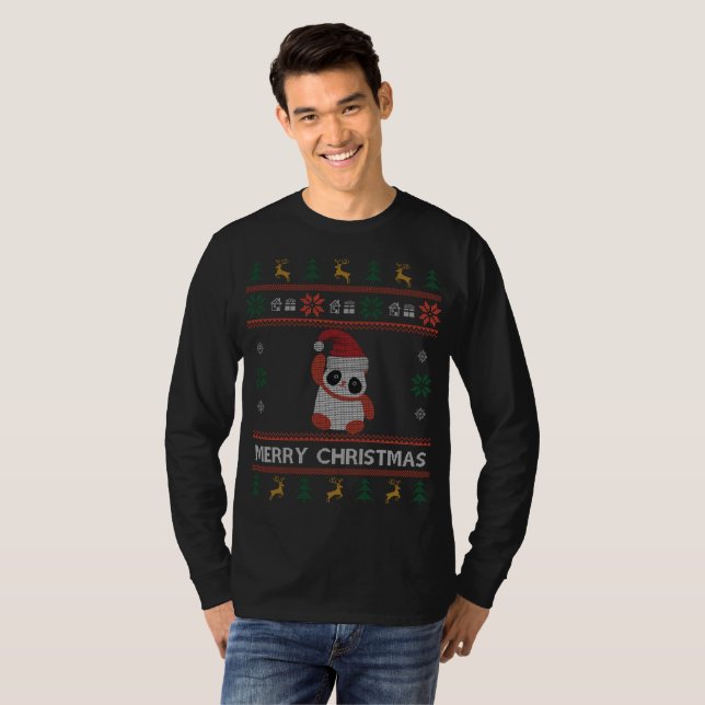 Camiseta Papais noeis de Panda Fora de Natal Feia (Frente Completa)