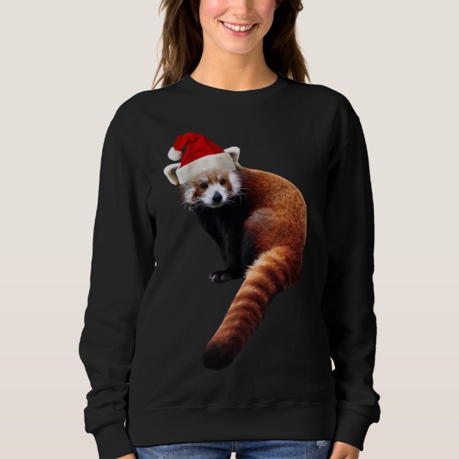 Camiseta Papais noeis de Panda Vermelha Chapéu de Natal Bon (Frente)