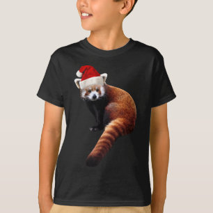 Camiseta Papais noeis de Panda Vermelha Chapéu de Natal Bon