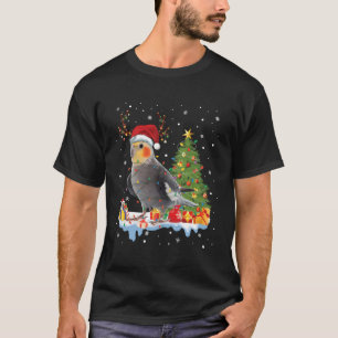 Camiseta Papais noeis de pássaros Cockatiel Árvore de Natal