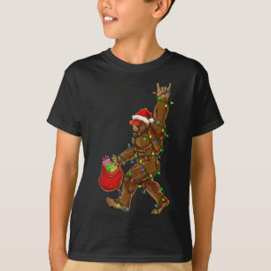 Camiseta Papais noeis de Pé Grande Luzes de Natal Rock Engr