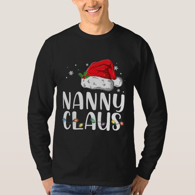 Camiseta Papais noeis de pijamas de Natal da Nanny Claus  (Frente)