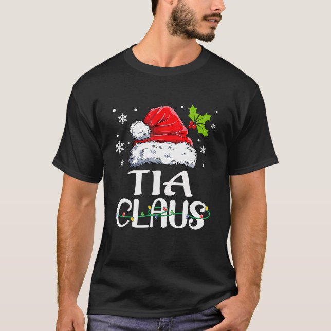 Camiseta Papais noeis de pijamas de Natal Engraçado Tia Cla (Frente)