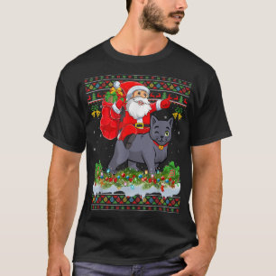 Camiseta Papais noeis De Pijamas Feias Andando Russo Blue C