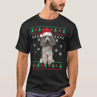 Camiseta Papais noeis de Poodle Luzes de Árvore de Natal