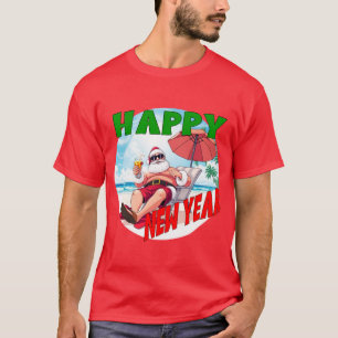 Camiseta Papais noeis de praia feliz ano novo