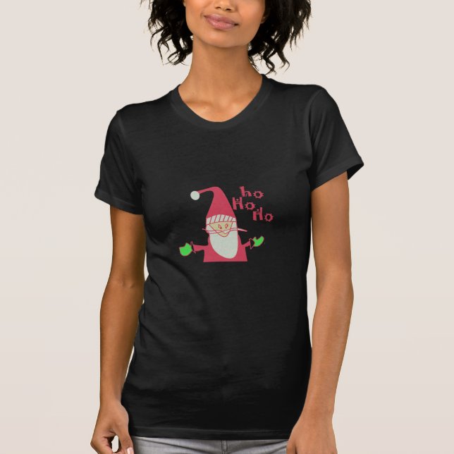 Camiseta Papais noeis De Rato De Cartoon Bonitos Ho Ho Ho T (Frente)