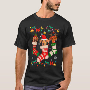 Camiseta Papais noeis de Reindeer de Natal Dachshund Sock X