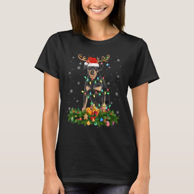 Camiseta Papais noeis de Reindeer de Natal Miniatura Cão de (Frente)