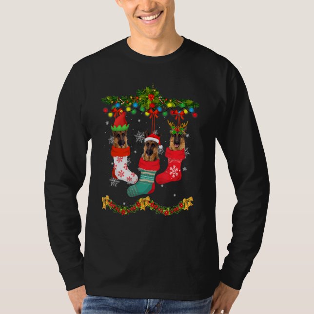 Camiseta Papais noeis de Reindeers de German shepherd de Na (Frente)