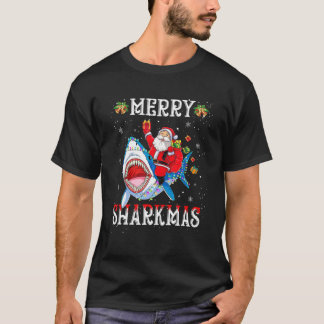 Camiseta Papais noeis de Sharkmas felizes Andam com Tubarão