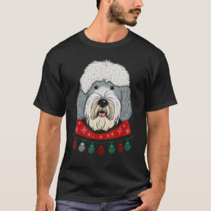 Camiseta Papais noeis de Sheepdog Inglês do Natal em Bobta