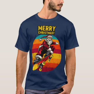 Camiseta Papais noeis de Skate de Natal Engraçado Papai Noe