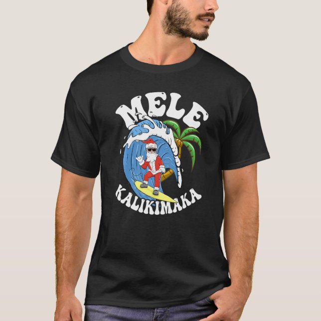Camiseta Papais noeis de Surf de Natal Mele Kalikimaka surf (Frente)