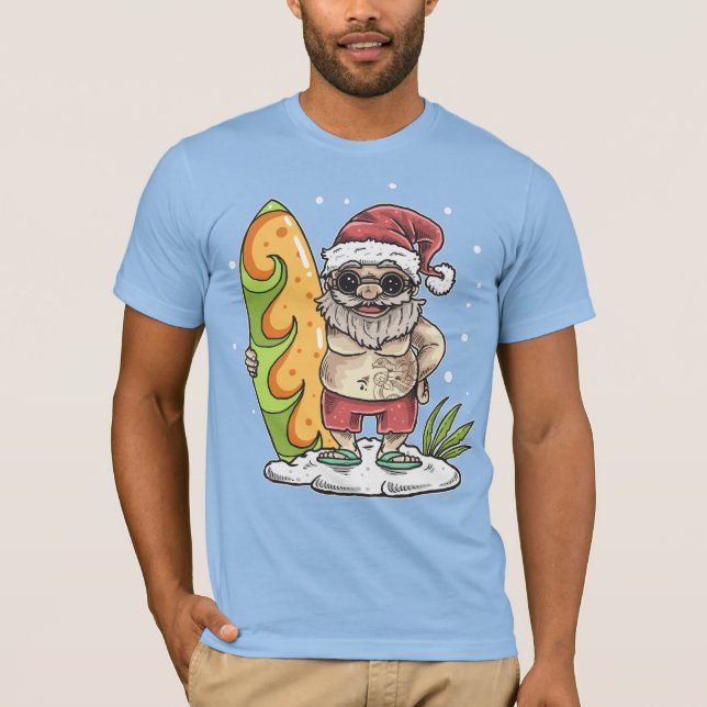 Camiseta Papais noeis de surfe com tatuagem (Frente)
