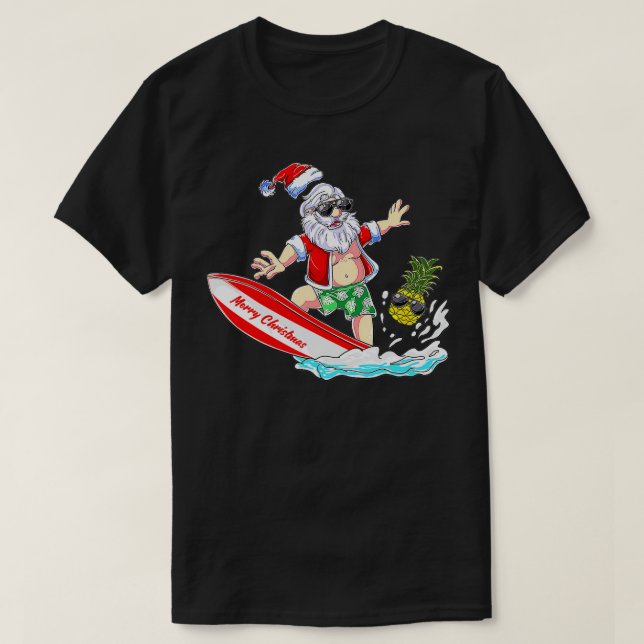 Camiseta Papais noeis de surfe Férias de Verão na praia Nat (Frente do Design)