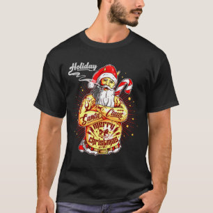 Camiseta Papais noeis De Tatuagem De Fumaça Duros Feliz Na