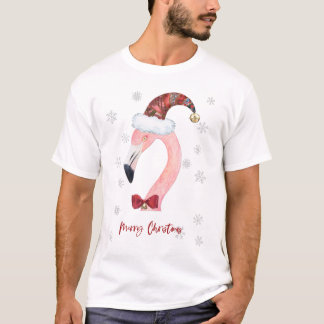 Camiseta Papais noeis de Tipografia Feliz de Natal Flamingo
