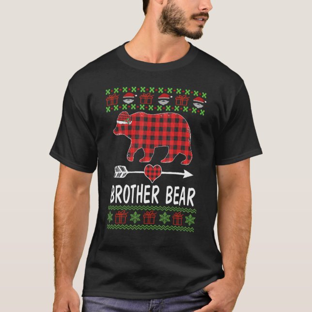 Camiseta Papais noeis De Urso Irmão Pijamas Da Família Da X (Frente)