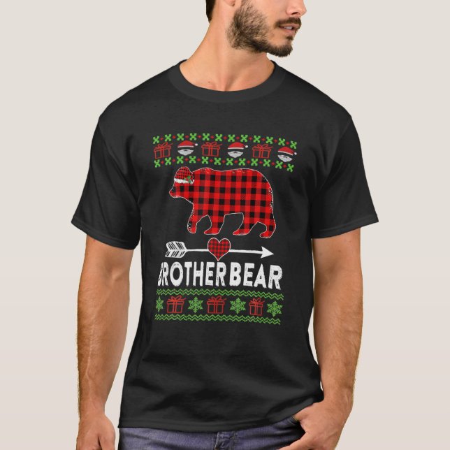 Camiseta Papais noeis De Urso Irmão Pijamas Da Família Da X (Frente)
