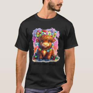 Camiseta Papais noeis de Vaca do Land da Escócia Feliz de N