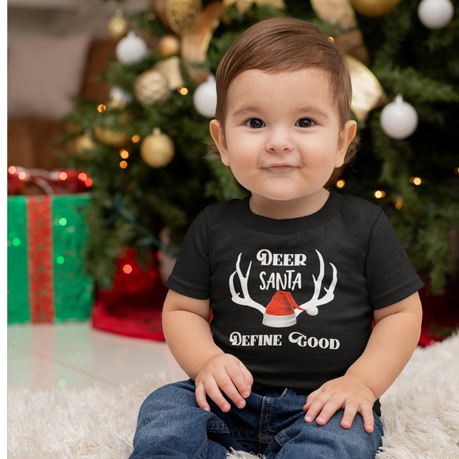 Camiseta Papais noeis de veados definem bons caçadores de N (Adorable Pun Christmas shirt with antlers DEER SANTA, DEFINE GOOD)