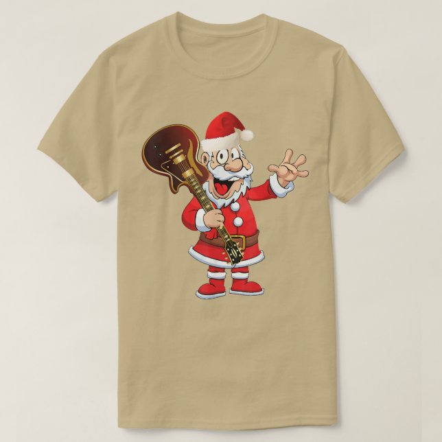 Camiseta Papais noeis De Verão Do Natal Com Violão, Música  (Frente do Design)