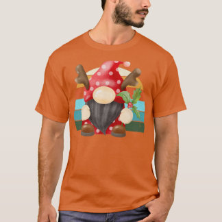 Camiseta Papais noeis de Watercolor Gnomos de Natal Luzes d