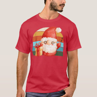 Camiseta Papais noeis de Watercolor Gnomos de Natal Luzes d