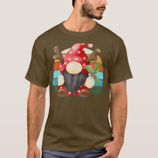 Camiseta Papais noeis de Watercolor Gnomos de Natal Luzes d