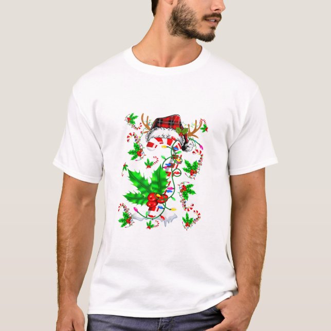 Camiseta Papais noeis de Xadrez do Candy Cane Xmas (Frente)