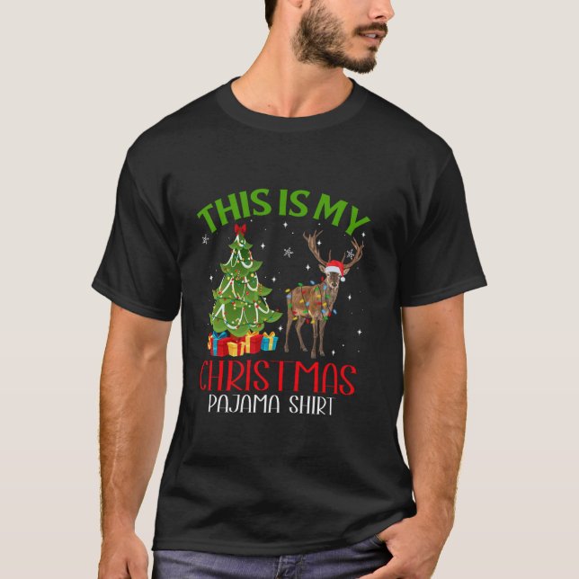 Camiseta Papais noeis De Xmas Engraçados Luzes Este É O Meu (Frente)