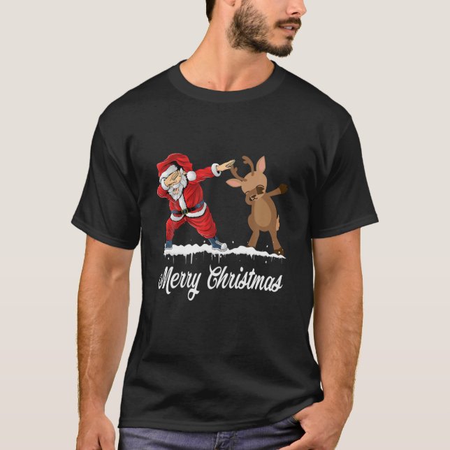 Camiseta Papais noeis Debelando Veados Feliz Natal Meninos  (Frente)