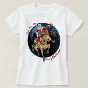 Camiseta Papais noeis Dirigindo Um Alce