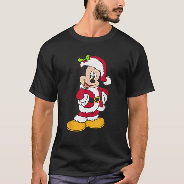 Camiseta Papais noeis Disney Feriado para Mouse Mickey Slee (Frente)