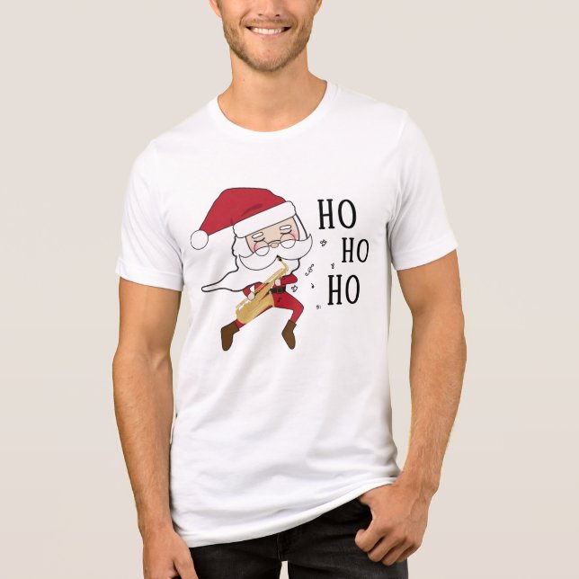 Camiseta Papais noeis Divertidos Tocando Música Cômica Quen (Frente)