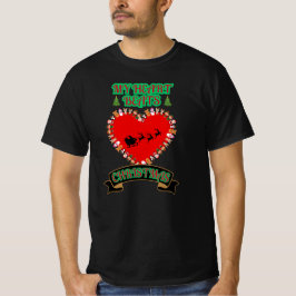 Camiseta Papais noeis do Coração Vermelho Sleigh Reindeer F