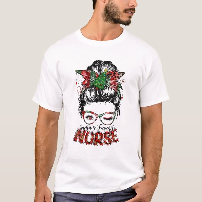 Camiseta Papais noeis do Messy Bun de Natal de 2025 (Frente)