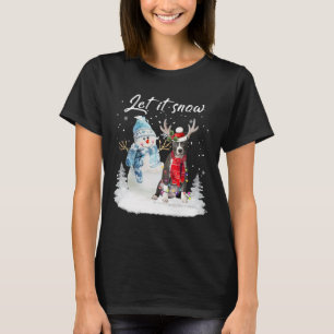 Camiseta Papais noeis do Nose Azul Cachorro Natal Snowman X