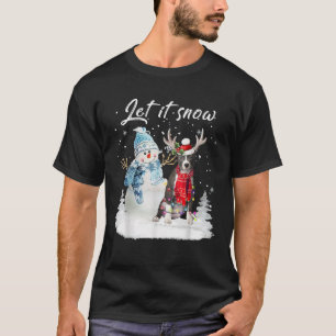 Camiseta Papais noeis do Nose Azul Cachorro Natal Snowman X
