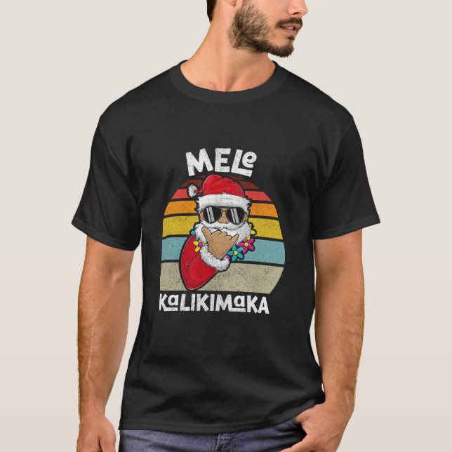 Camiseta Papais noeis do Roupa Shaka do Natal Mele kalikima (Frente)
