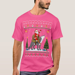 Camiseta Papais noeis do Wolf Xmas Andando no Natal do Lobo
